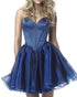 Sexy Short 2018 Homecoming Dresses Navy Blue Satin Organza Ruffles Cocktail Party Gowns Fashion